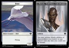 Bird (0004) // Teferi, Temporal Archmage Emblem (0053) Double-Sided Token